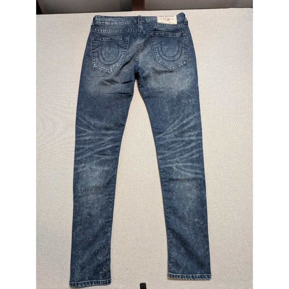 True Religion Mens Jeans Rocco Blue 33x34 Relaxed Skinny Denim Stretch Pockets